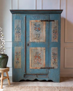 Tyrolean Late 18th Century Painted Pine Armoire with Original Folk Art Finish