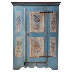 Tyrolean Late 18th Century Painted Pine Armoire with Original Folk Art Finish