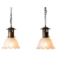 Pair of 20th Century Holophane Pendant Lights