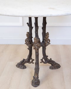 Large 19th Century French Cast Iron Faux Bois Pedestal Table