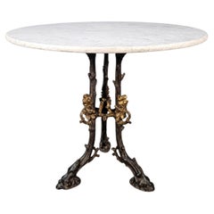Large 19th Century French Cast Iron Faux Bois Pedestal Table
