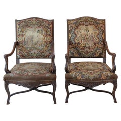 Pair of 19th Century French Walnut Regence Style Armchairs