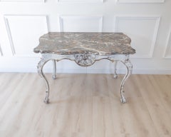 Italian 18th Century Painted Console Table with Shaped Breccia Marble Top