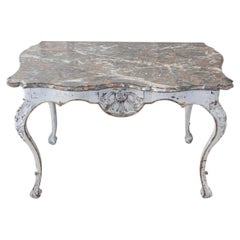 Italian 18th Century Painted Console Table with Shaped Breccia Marble Top