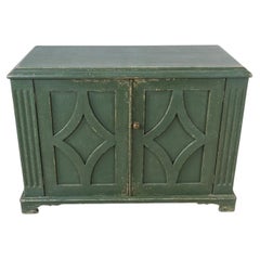Austrian Green-Painted Pine Buffet with Lozenge-Decorated Doors, circa 1880