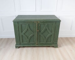 Austrian Green-Painted Pine Buffet with Lozenge-Decorated Doors, circa 1880