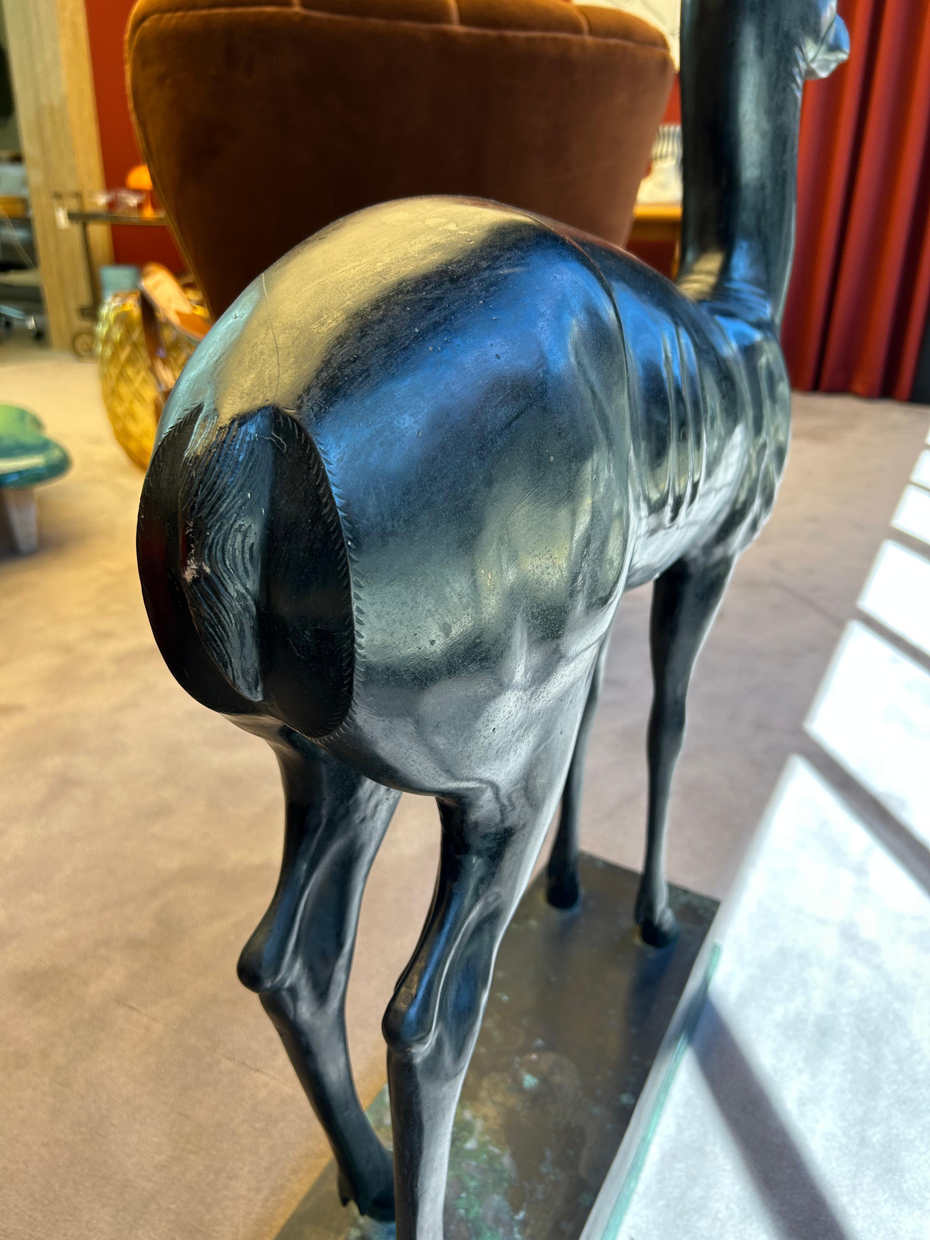 Patinated Cast Bronze Deer Statue In Good Condition For Sale In Matosinhos, 13