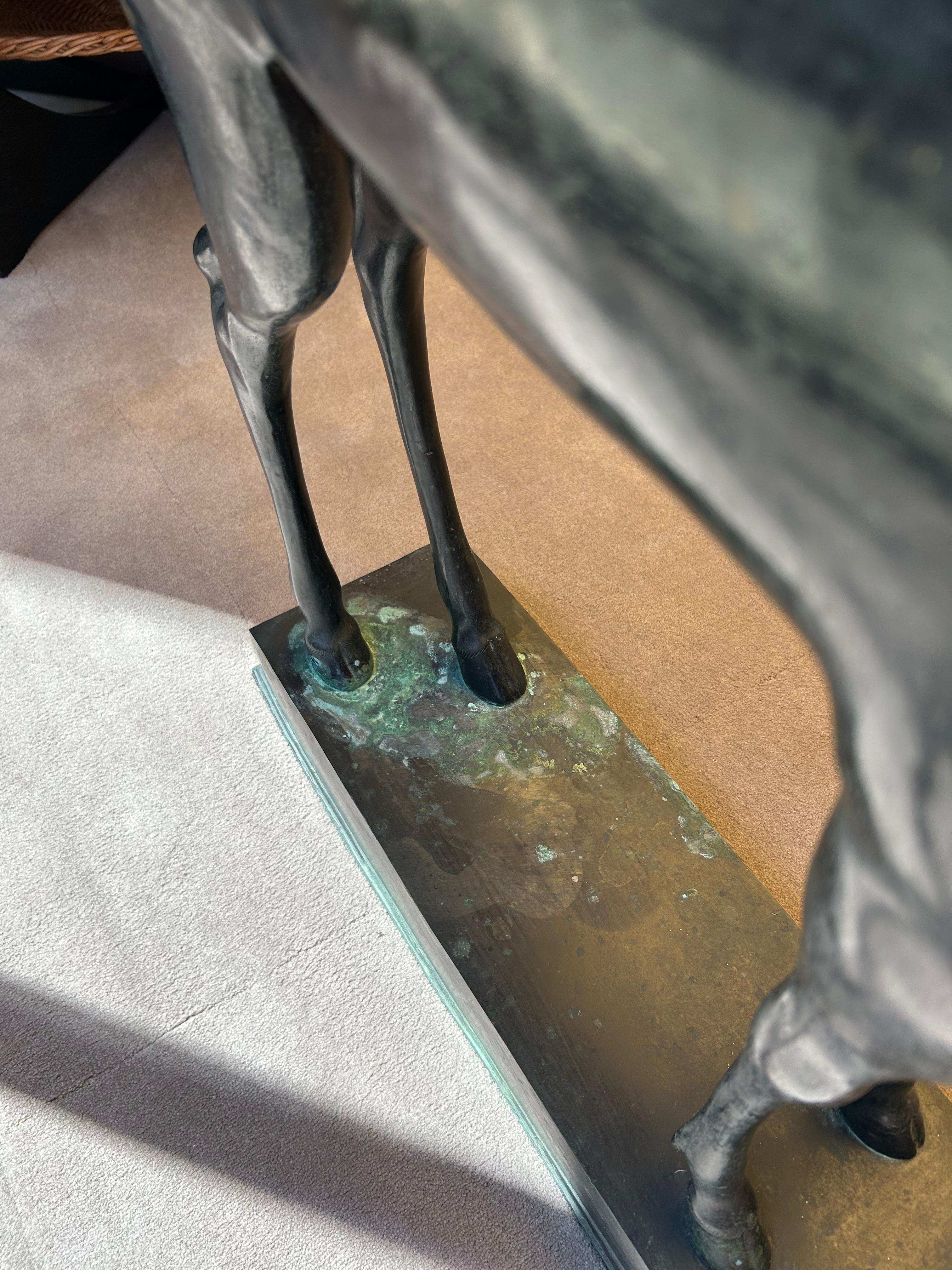 Patinated Cast Bronze Deer Statue For Sale 2