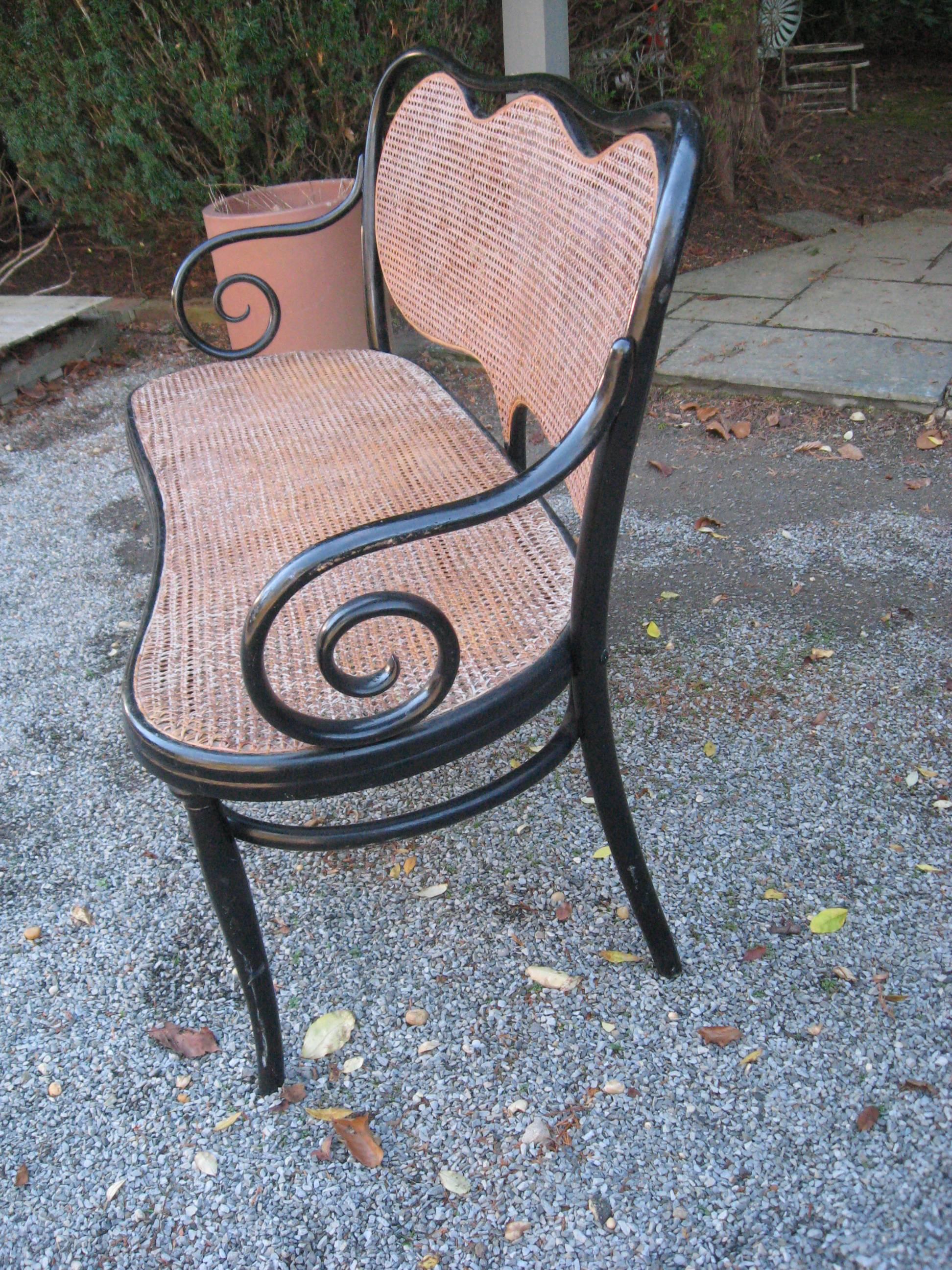 Austrian Thonet Wien 19th Century Ebonized Bench