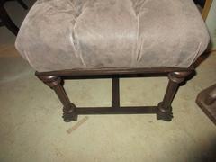 Pair of Iron Suede Tufted French Benches