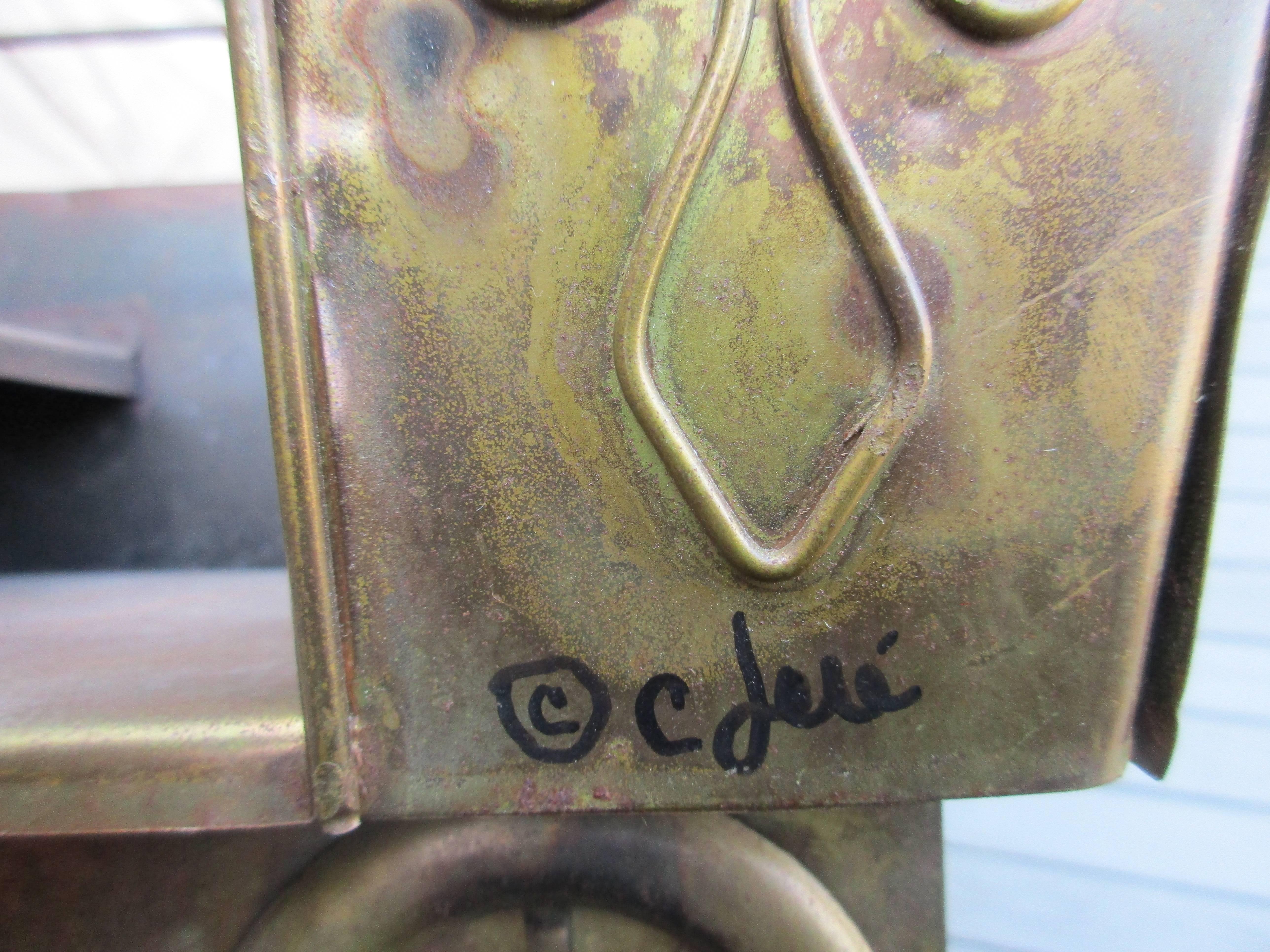 Mid-Century Curtis Jere signed brass sculpture.