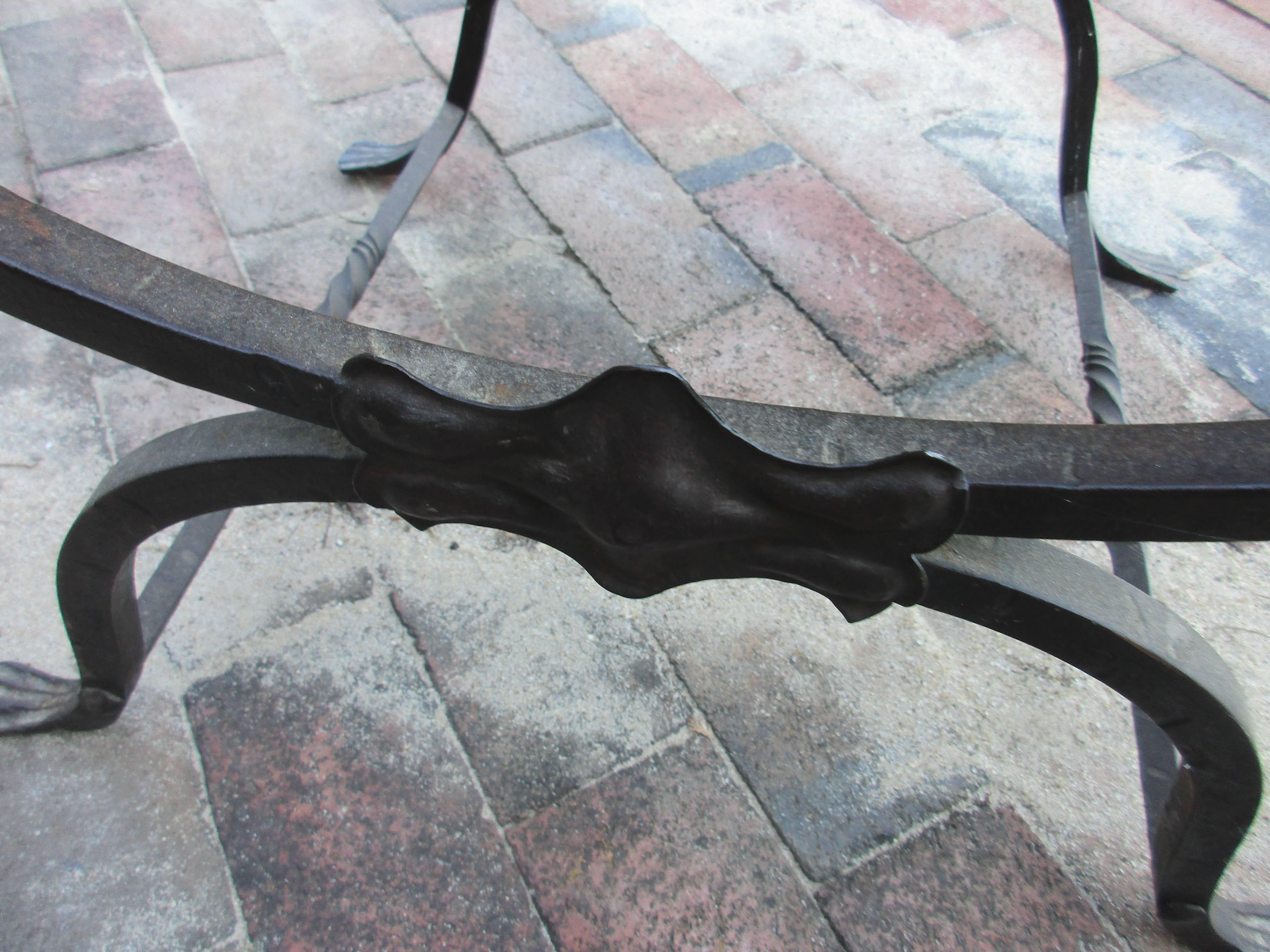 Upholstery Hand-Forged Renaissance Revival Italian Iron Folding Stool For Sale