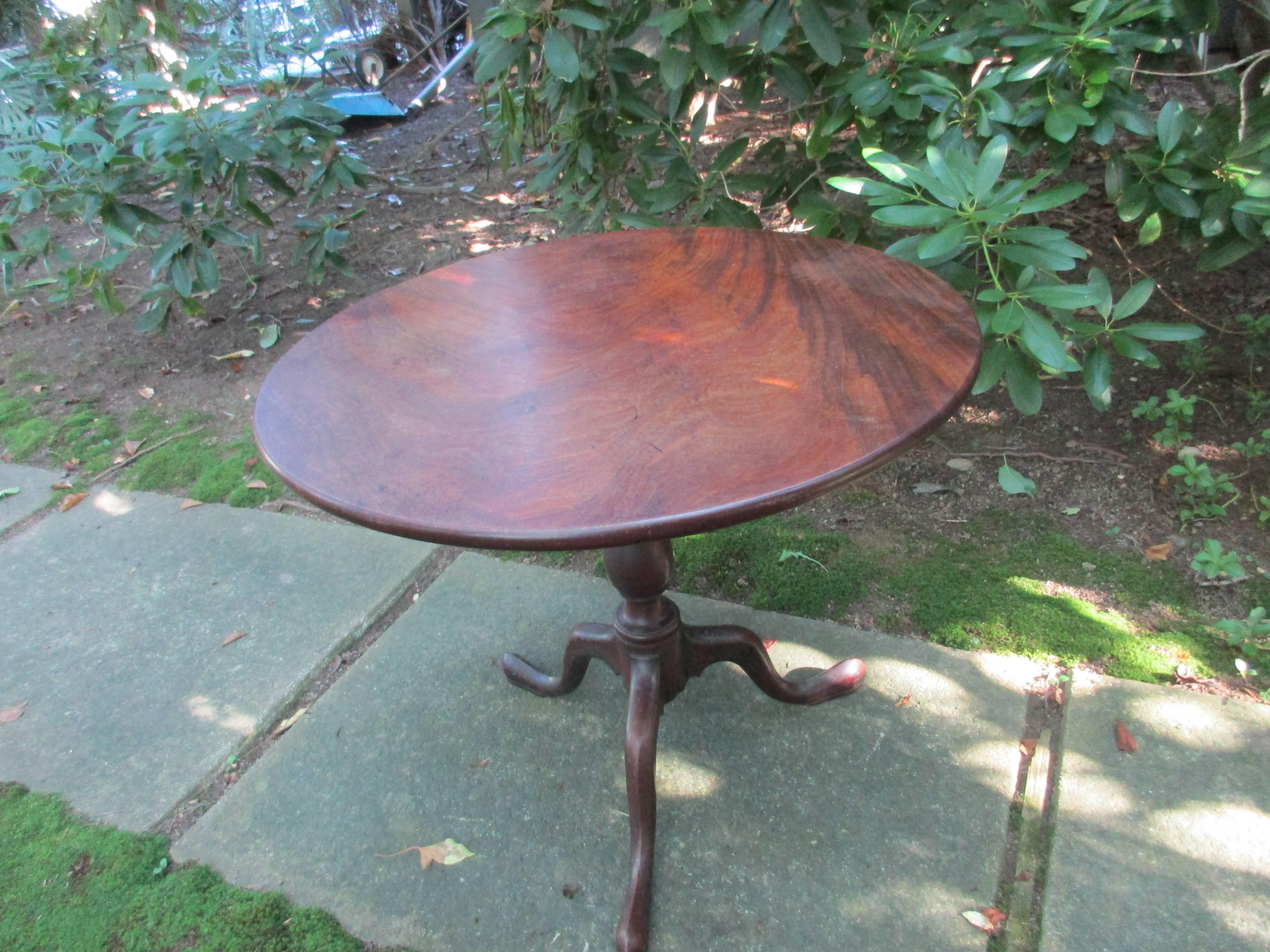 Georgian 18thc Tilt Top Breakfast/Game Table Top Made of one Solid Piece of Mahogany.-very good vintage patina