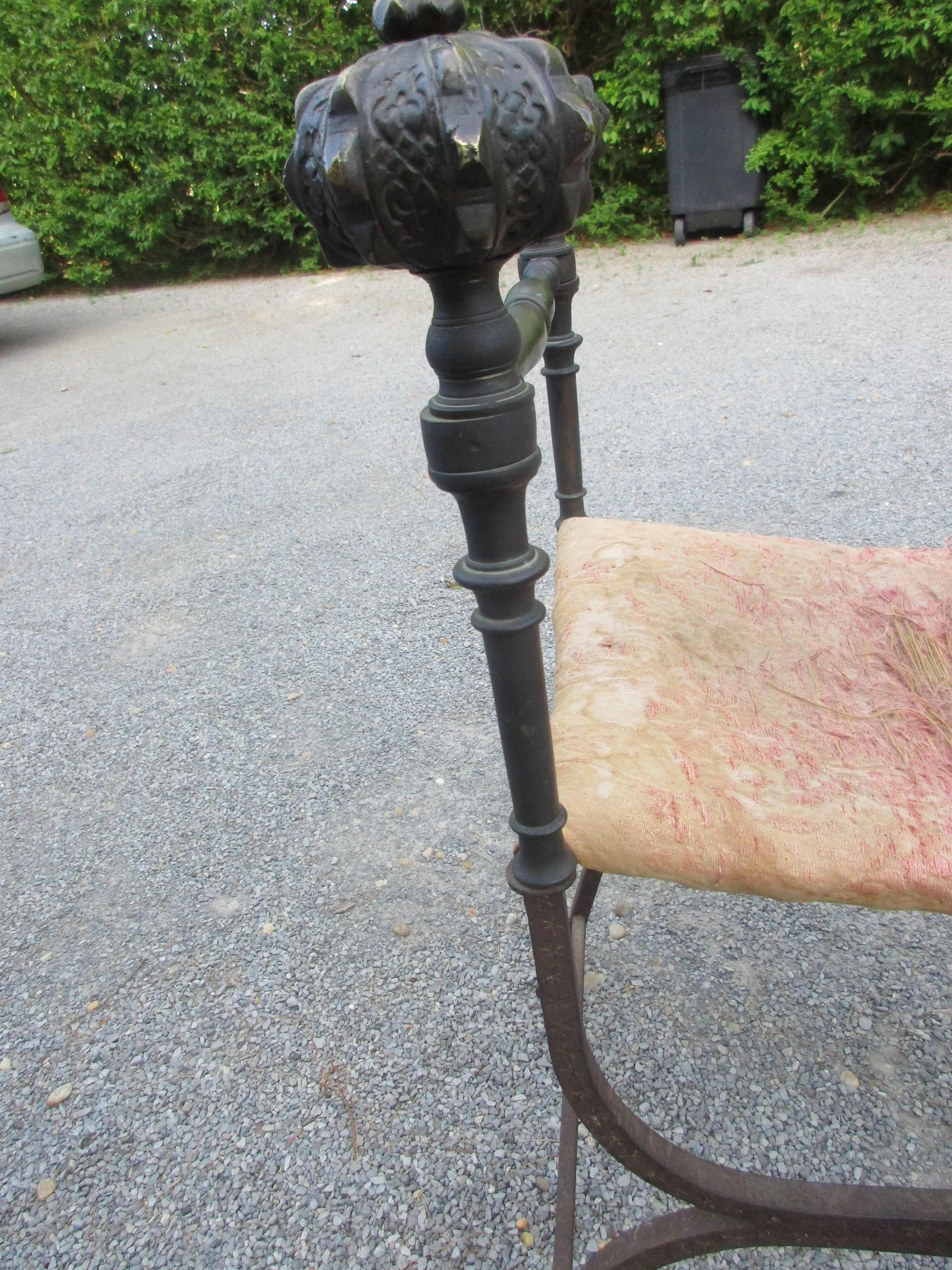  Iron and Bronze Italian 19th Century Folding Stool For Sale 1