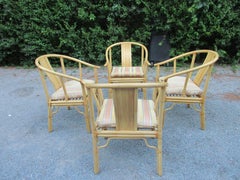 Four Vintage Bamboo Armchairs with Custom Cushions