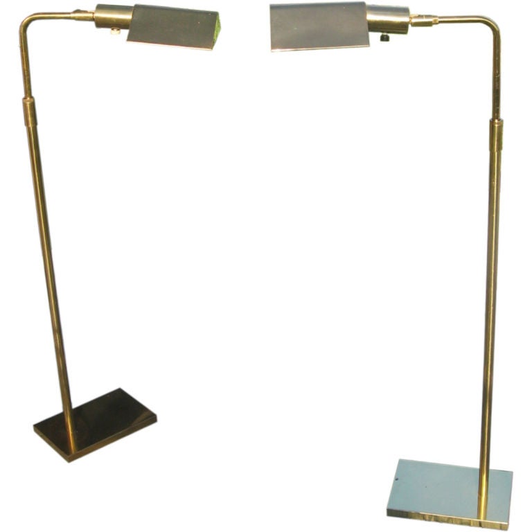 Pair of Standing Brass Adjustable Lamps by Koch & Lowy