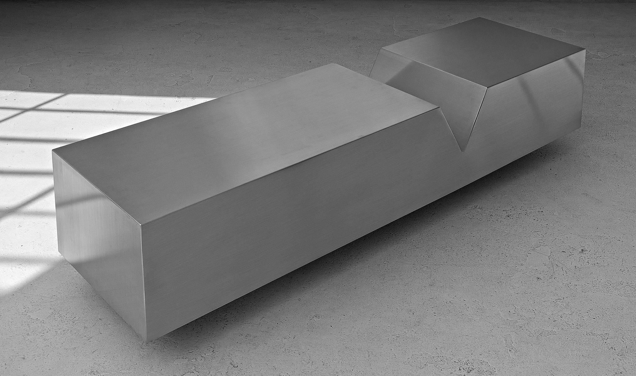 The revisteiro bench by Brazilian designer Zanini de Zanine is handcrafted in recycled EcoSteel stainless. 
Limited edition of 100. Each piece is individually numbered and certified.