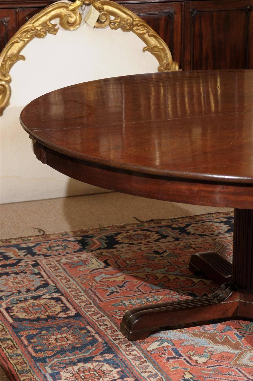 19th Century Neoclassical Style Mahogany Center Dining Table with Pedestal Base 1