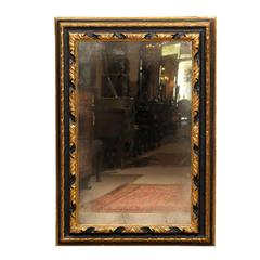 Large 19th Century Italian Painted Black and Parcel-Gilt Mirror