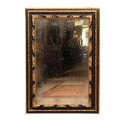 Large 19th Century Italian Painted Black and Parcel-Gilt Mirror Large 19th Century Italian Painted Black and Parcel-Gilt Mirror