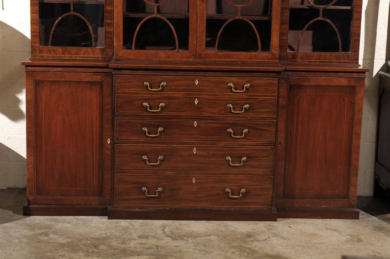 19th Century English Mahogany Breakfront Bookcase 2