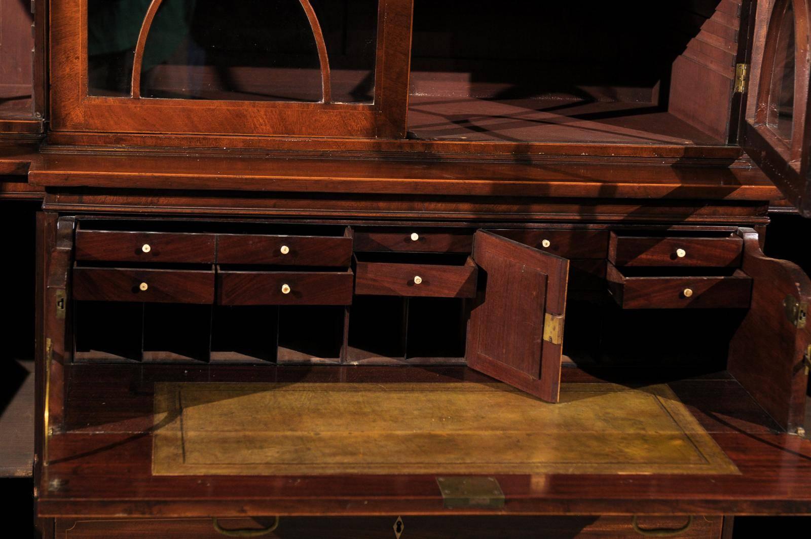 19th Century English Mahogany Breakfront Bookcase 1