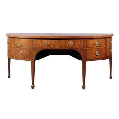 Large Early 19th Century English D-Shaped Mahogany Sideboard with Inlay