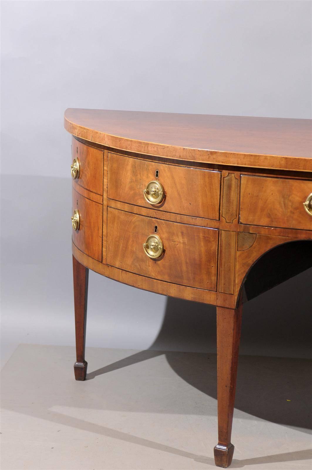 Large Early 19th Century English D-Shaped Mahogany Sideboard with Inlay 4