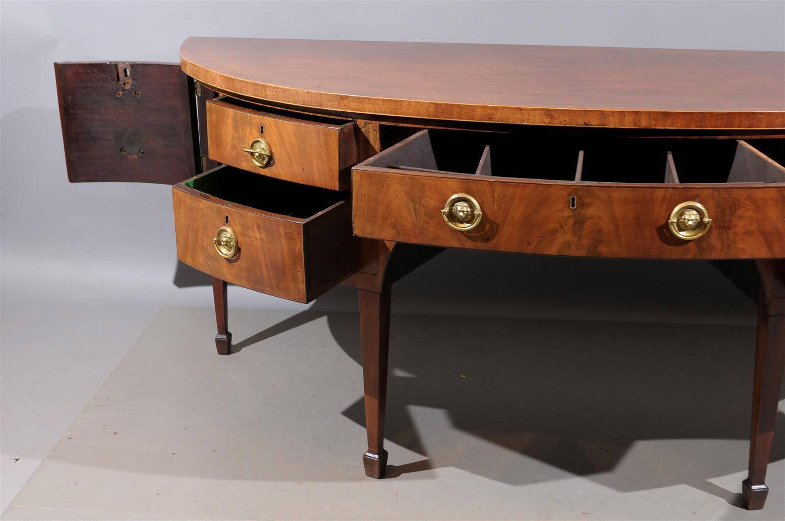 Large Early 19th Century English D-Shaped Mahogany Sideboard with Inlay 5