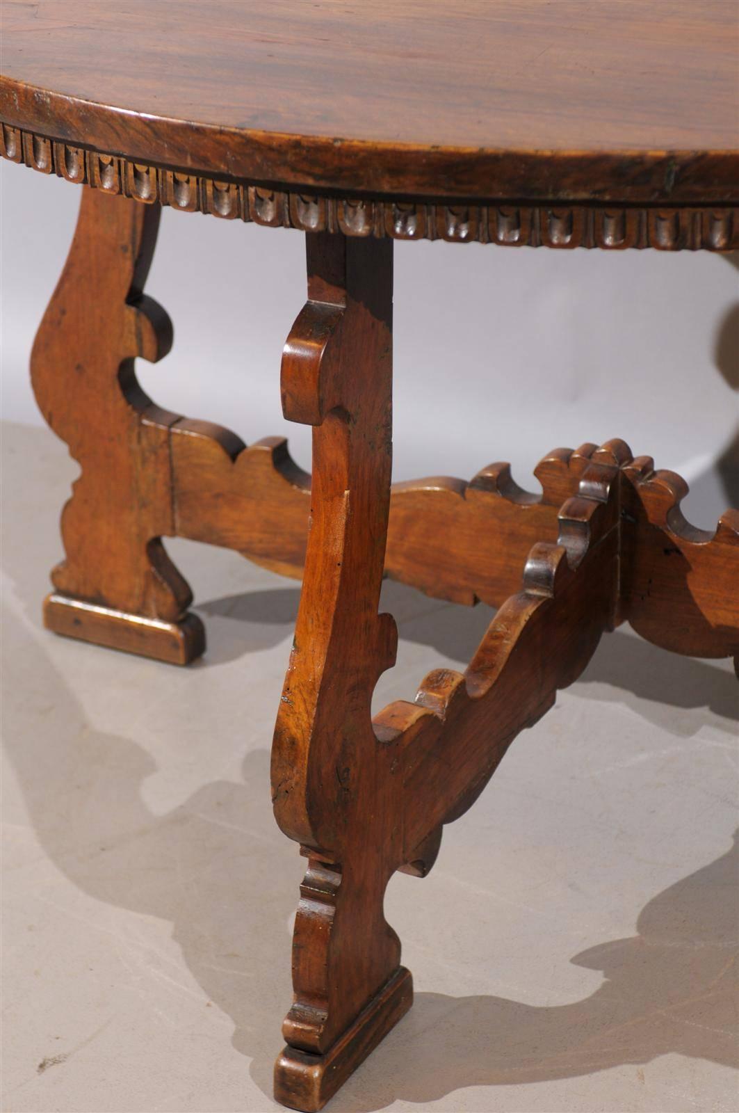 Pair of Italian Walnut Demilune Consoles, circa 1890 1