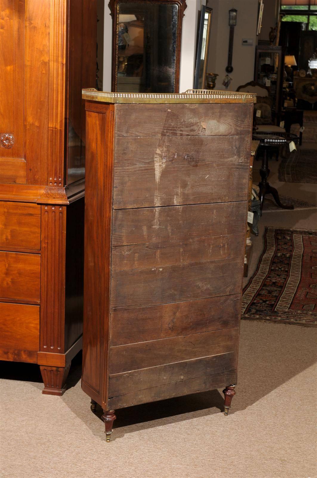 Louis XVI Mahogany Cabinet with Marble Top and Brass Gallery, France, circa 1800 For Sale 5