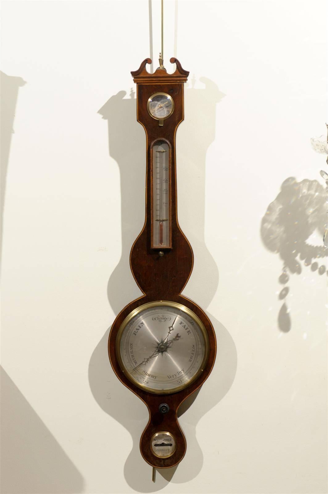 18th century English Banjo Barometer, circa 1780.
