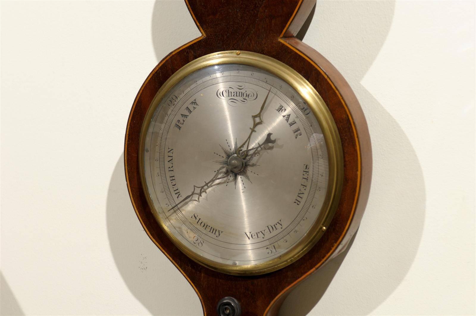 18th Century English Banjo Barometer, circa 1780 In Excellent Condition In Atlanta, GA