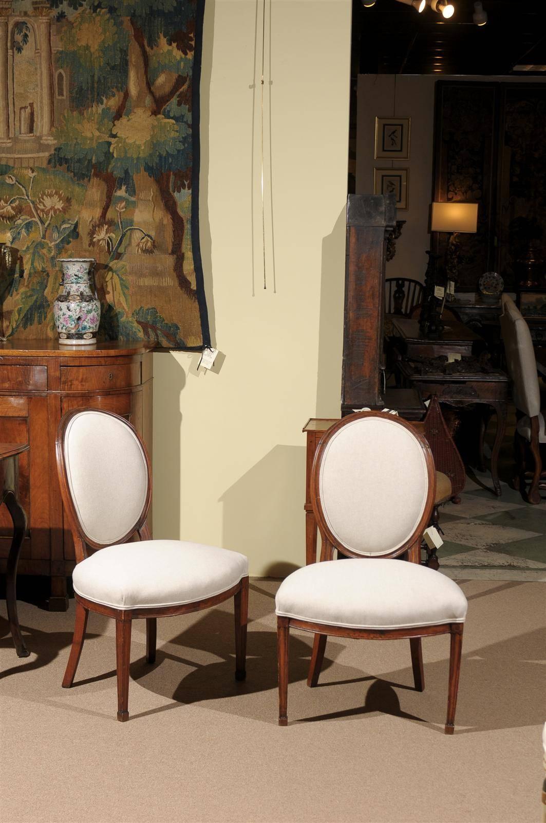 French Pair of Louis XVI Period Balloon Back Side Chairs in Beechwood France circa 1780