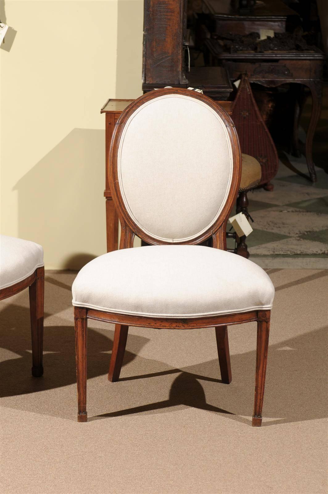 Late 18th Century Pair of Louis XVI Period Balloon Back Side Chairs in Beechwood France circa 1780