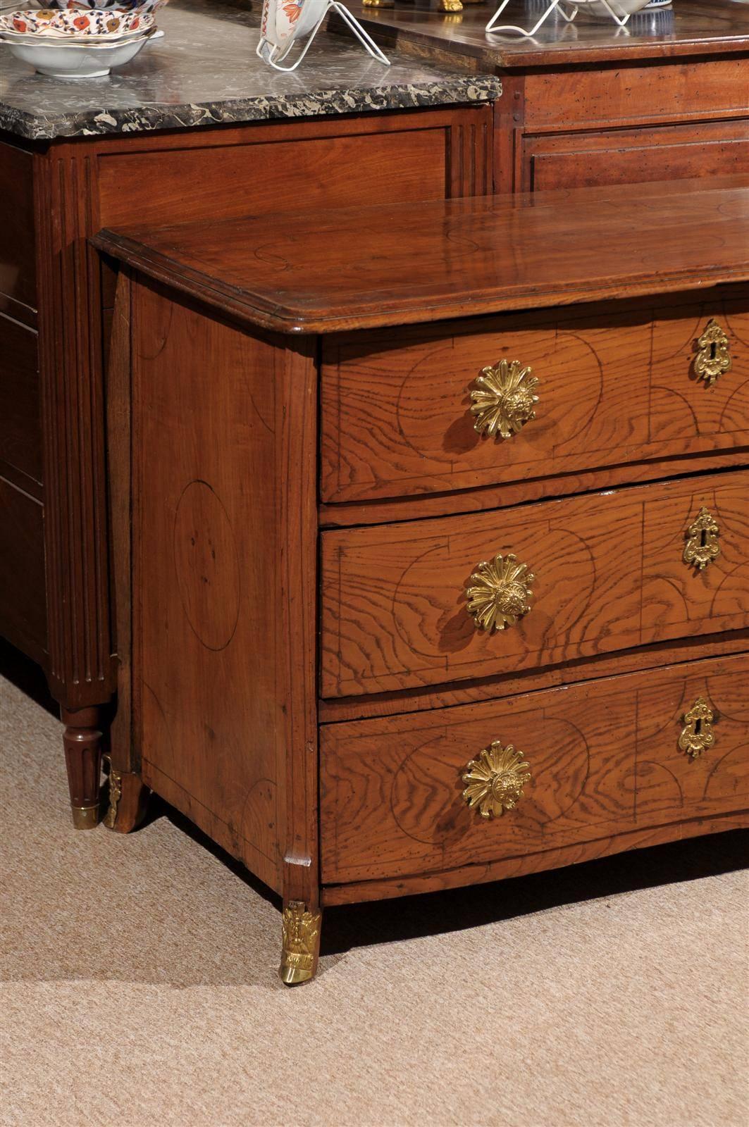 18th Century Swedish Oak Commode with Serpentine Front and Inlaid Designs For Sale 6