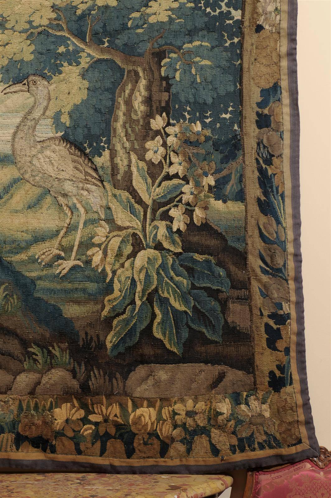 Large 18th Century French Aubusson Tapestry with Bird 3