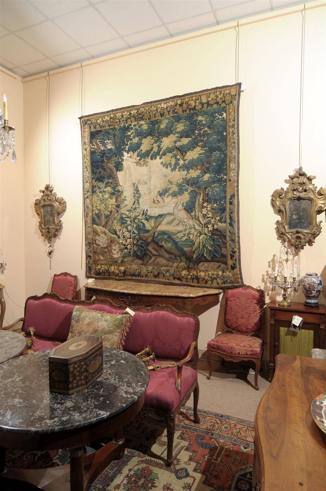 Large 18th Century French Aubusson Tapestry with Bird In Excellent Condition In Atlanta, GA