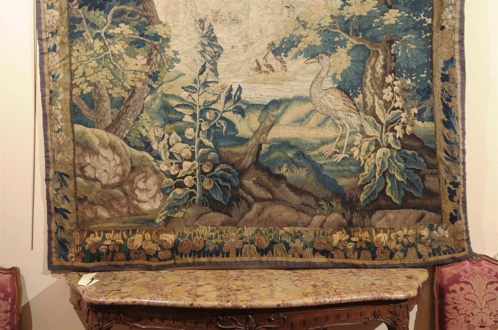 Large 18th Century French Aubusson Tapestry with Bird 4