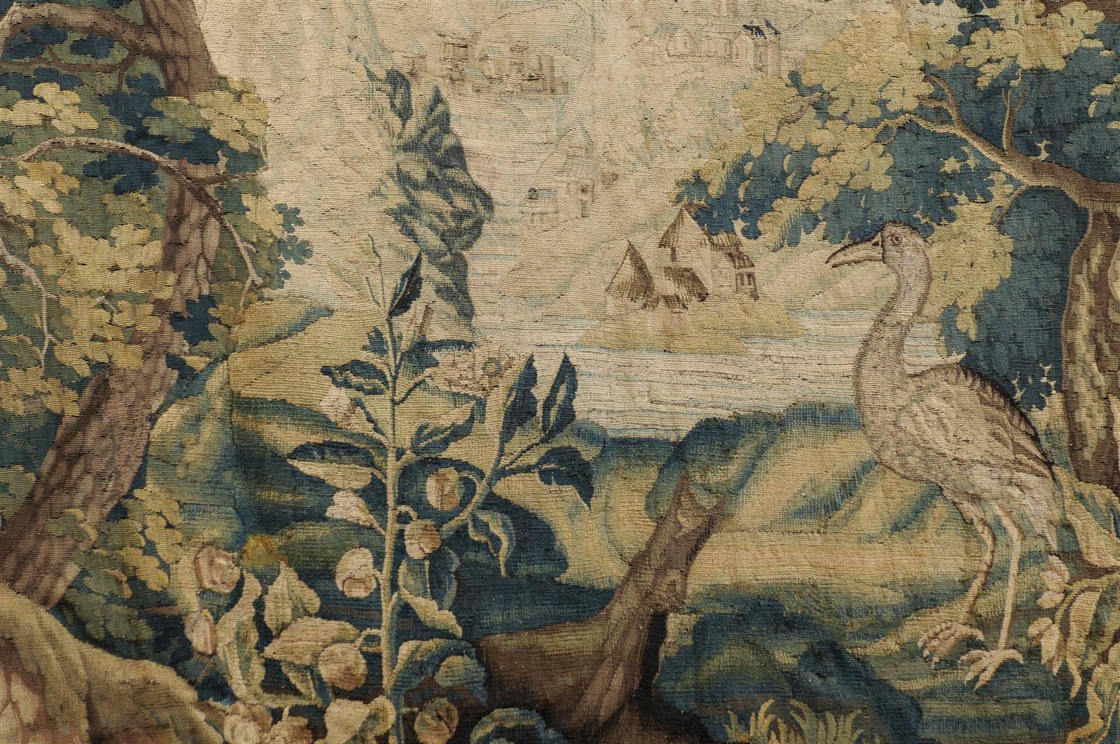 Large 18th Century French Aubusson Tapestry with Bird 5