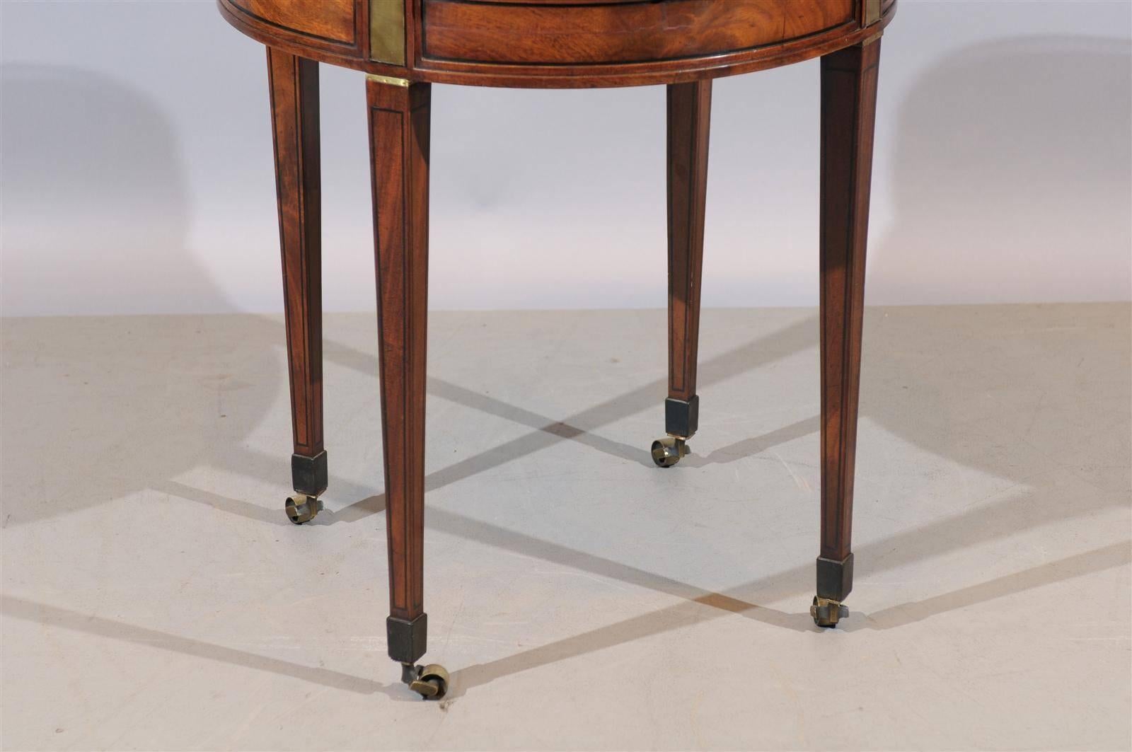 Louis XVI Style Walnut Bouillotte Table with Marble and Brass Gallery 1