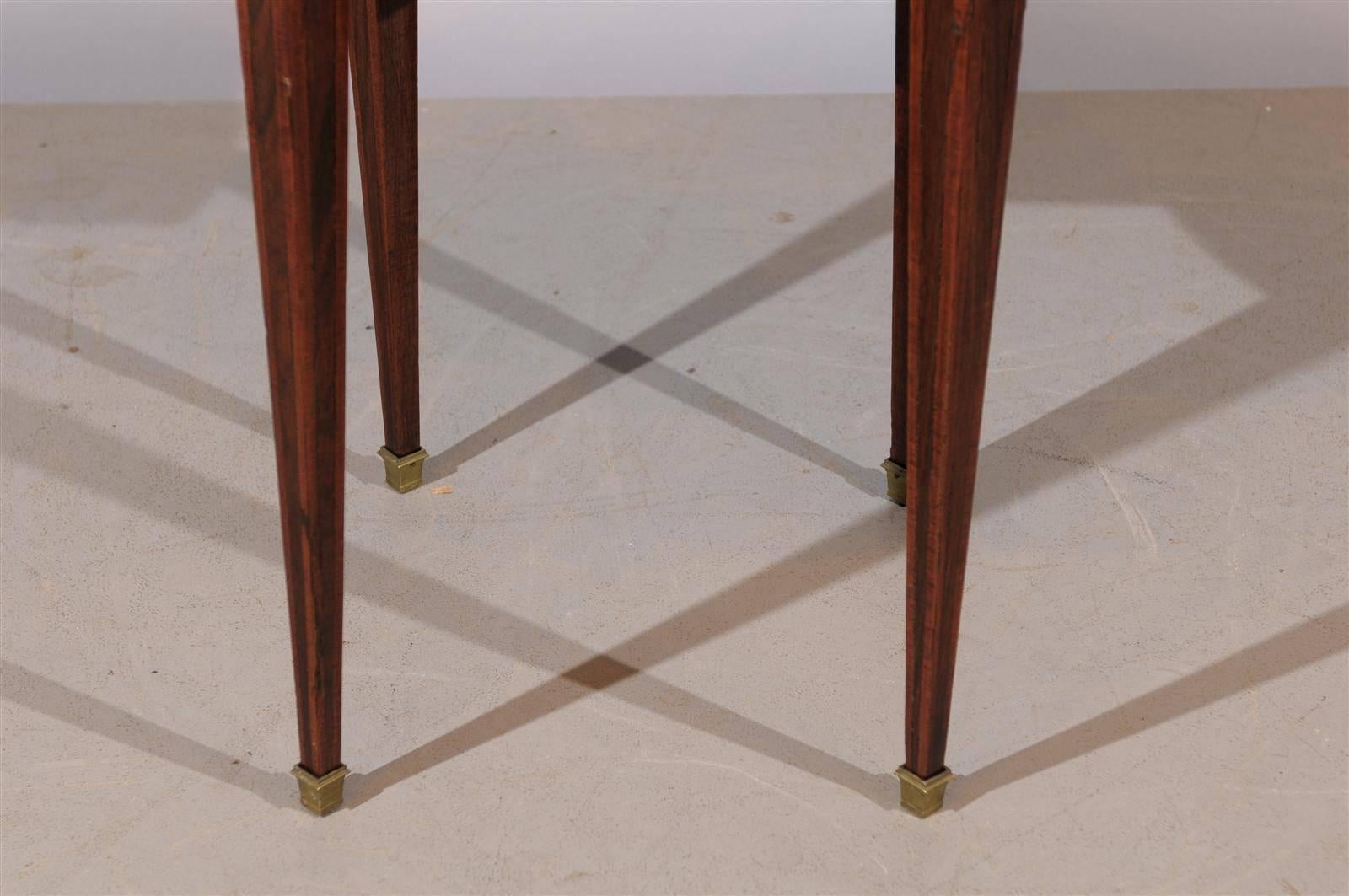 19th Century French Louis XVI Style Tulipwood Inlaid Marble Top Bouillotte Table 5