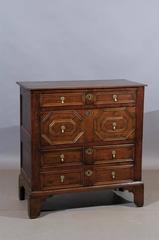 18th Century English Jacobean Style Oak Chest with Four Drawers and Bracket Feet