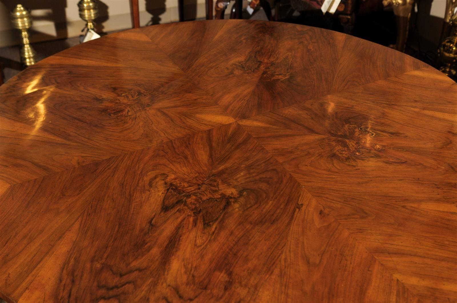 Italian 19th Century Walnut Center Table with Carved Column Base 3