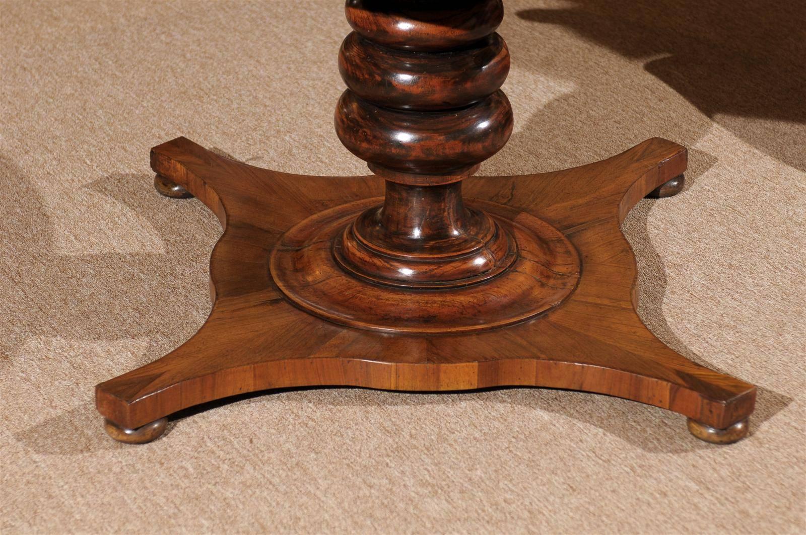Italian 19th Century Walnut Center Table with Carved Column Base 5