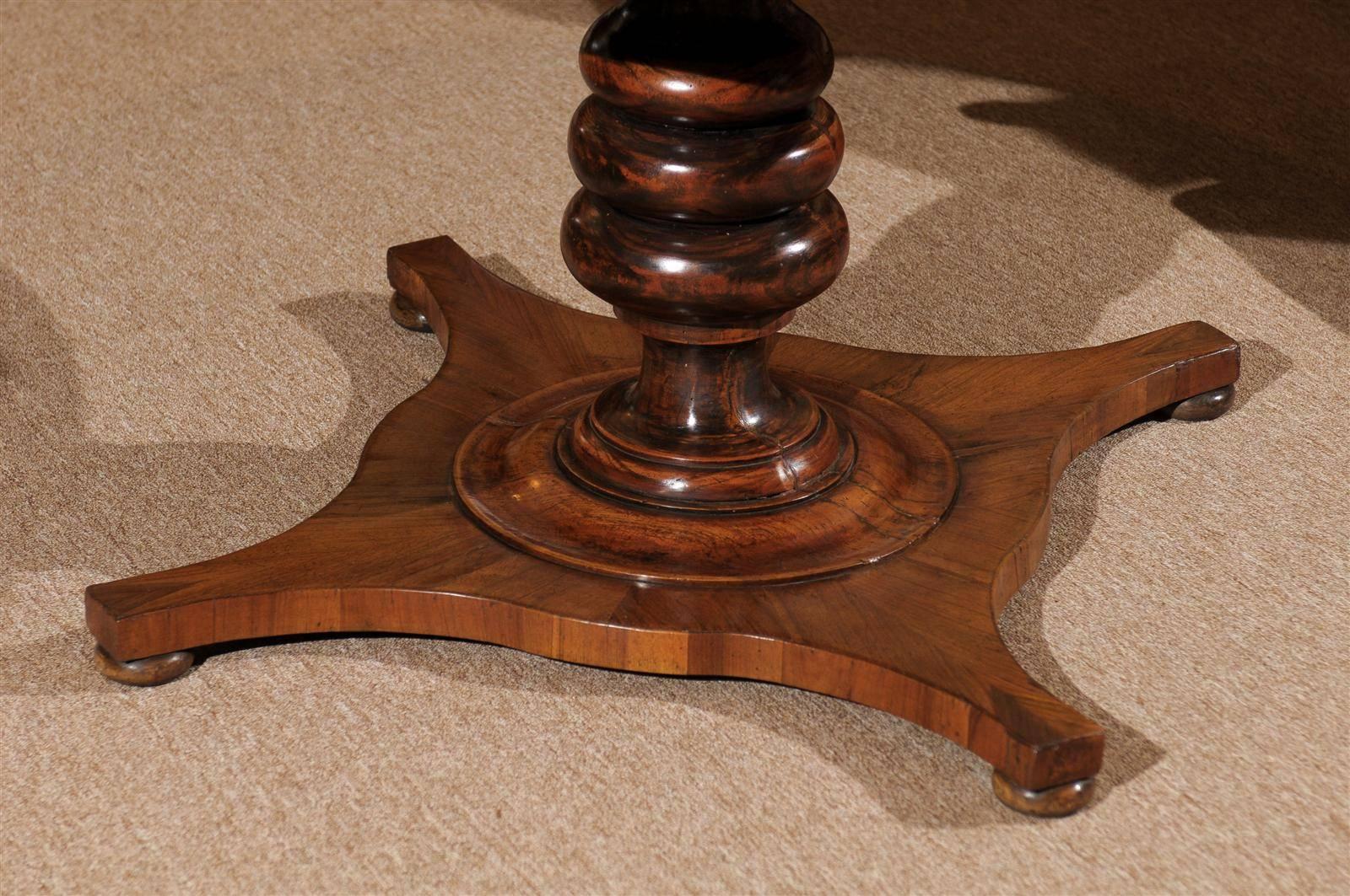 Italian 19th Century Walnut Center Table with Carved Column Base 6