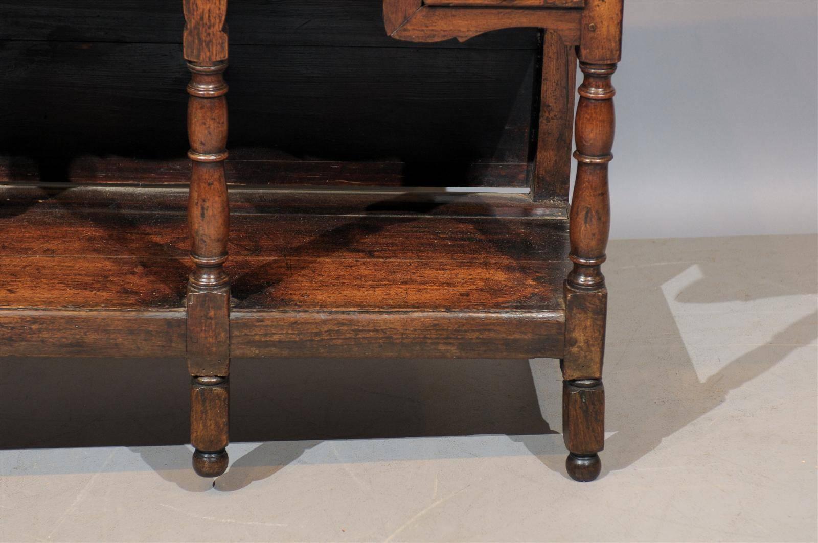 18th Century English Jacobean Style Oak Dresser Base with Lower Shelf & Drawers 4