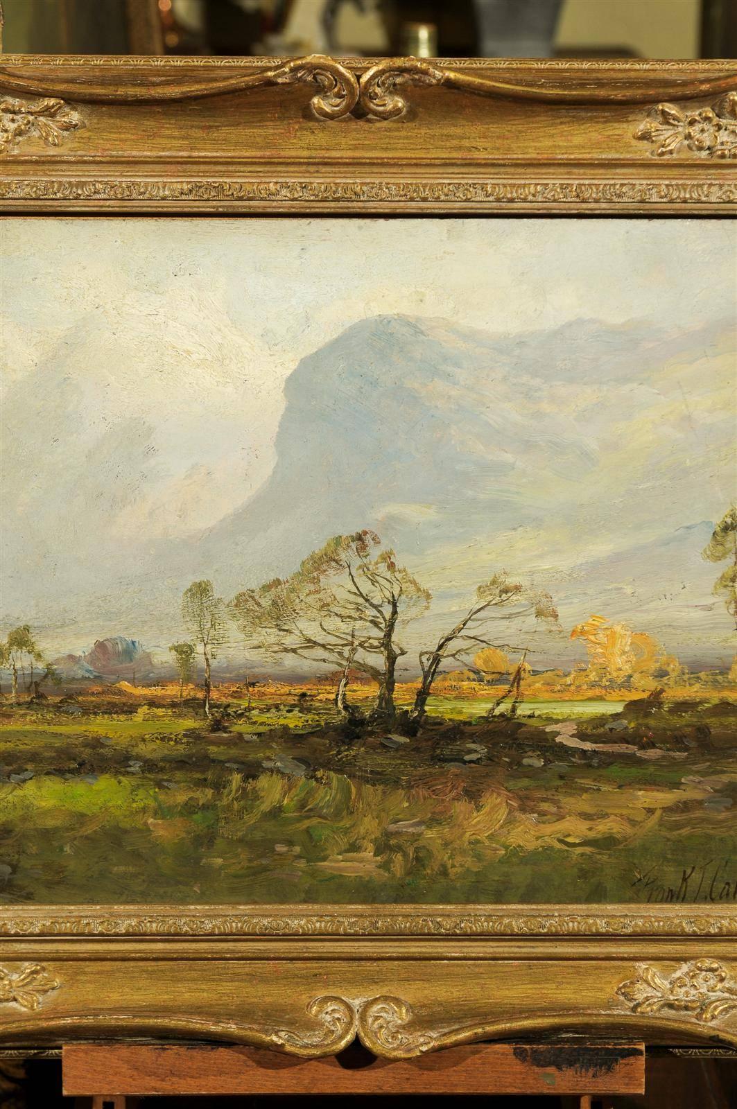 Early 20th Century Oil on Board Painting by Frank T. Carter 
