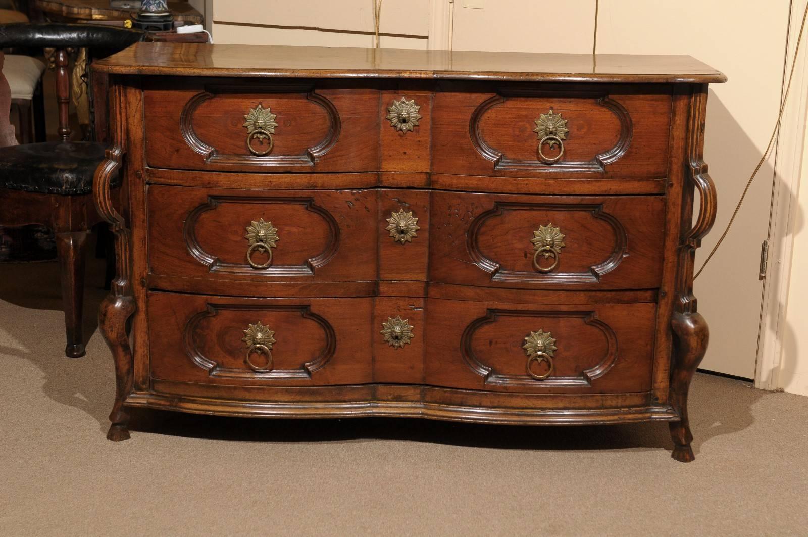 18th century French Louis XIV style walnut commode.