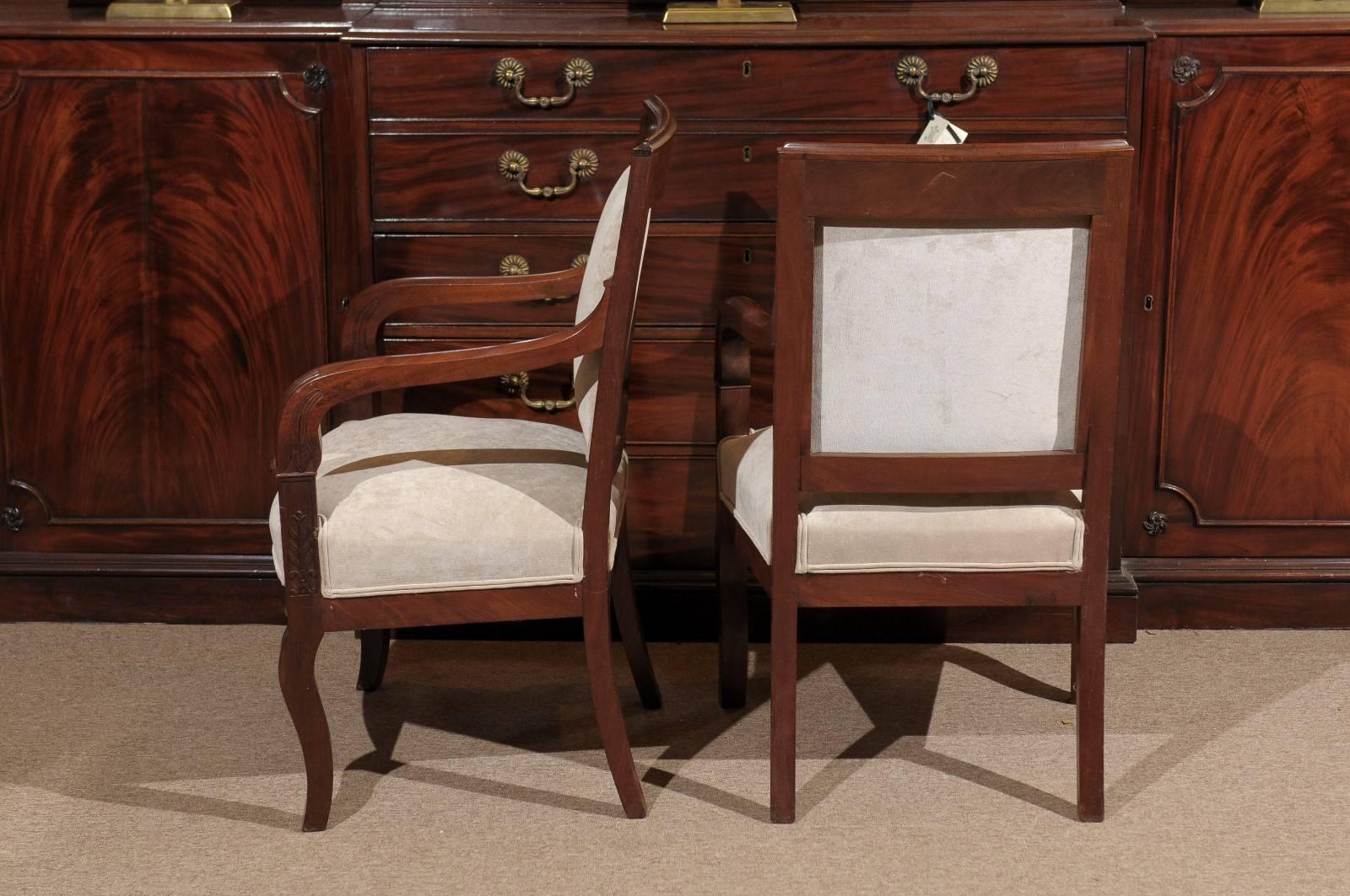 Pair of French Empire Mahogany Fauteuils, 19th Century, circa 1810 For Sale 2